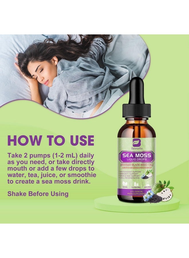 ب يستحق قطرات سائلة من الطحالب البحرية - جل زيت حبة البركة والطحالب البحرية الأيرلندية مع عشبة أشواغاندا، ومرارة القشطة، وجذر الأرقطيون، ونبات الطحالب، والتوت البري، جل الطحالب البحرية الخام الأقوى 6 مرات لتعزيز المناعة، وصحة الجهاز الهضمي - Image 5