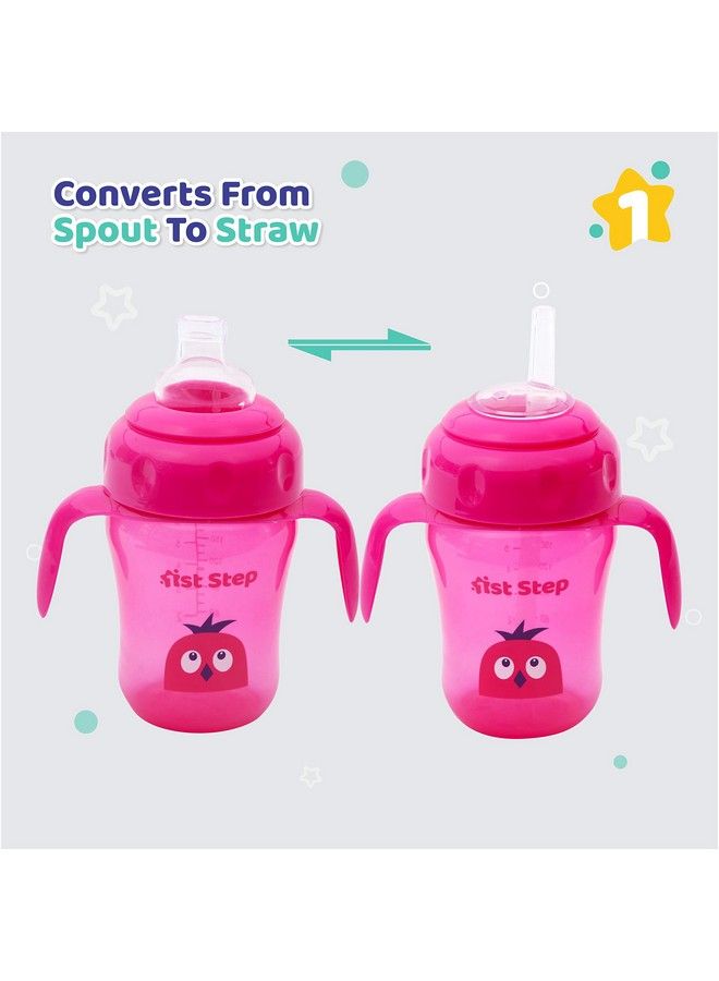 1st Step 210Ml Birdie Bpa Free Non Spill Interchangeable Sipper;Sippy Cup With Soft Silicone Spout And Straw (Pink) - Image 3