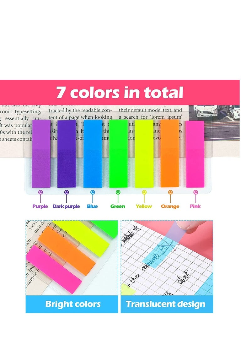 MARKQ - 175 Pcs Rectangle Page Markers, Post-It Sticky Notes Tab, Writeable Labels for Page Marking, Flag Book Markers Index Tab for Home School Office Supplies (7 colors) - Image 1
