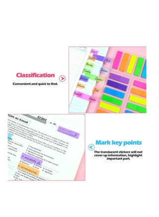 175 Pcs Rectangle Page Markers, Post-It Sticky Notes Tab, Writeable Labels for Page Marking, Flag Book Markers Index Tab for Home School Office Supplies (7 colors) - view 4