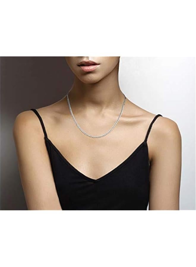 Arabest Italian Solid 925 Sterling Silver 3.5mm Diamond Cut Cuban Link Curb Chain Necklace for Women Men, Made in Italy - Image 3