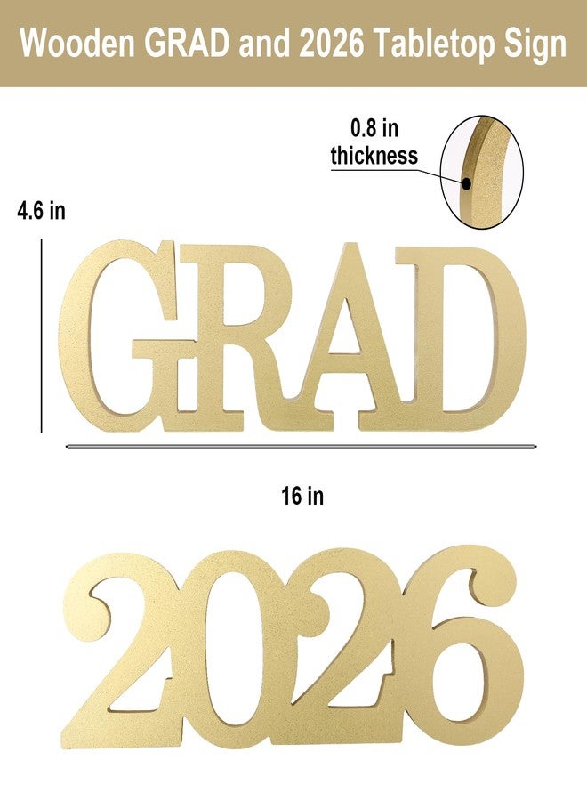 زينة حفل تخرج دفعة 2026 - لافتة خشبية تحمل كلمة "تخرج" ورقم 2026، تُستخدم كديكور للطاولة، ودعائم لجلسات التصوير، وقطع مركزية، ولافتة حروف للتهنئة بالخريجين من الجامعة أو المدرسة الثانوية (ذهبي) - Image 3