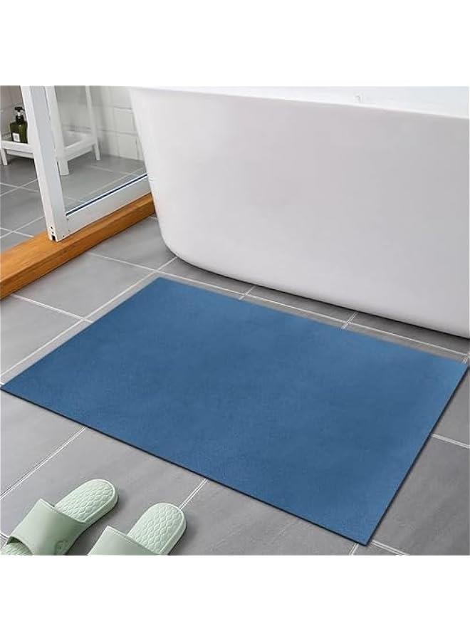 HOOKOR Thin Diatomaceous Earth Bath Mat,Non Slip Quick Dry Mats for Bathroom,Super Absorbency Bathtub Mats-Washable Shower Mat Bathroom Floor Mat 16x24 (Blue) - Image 1