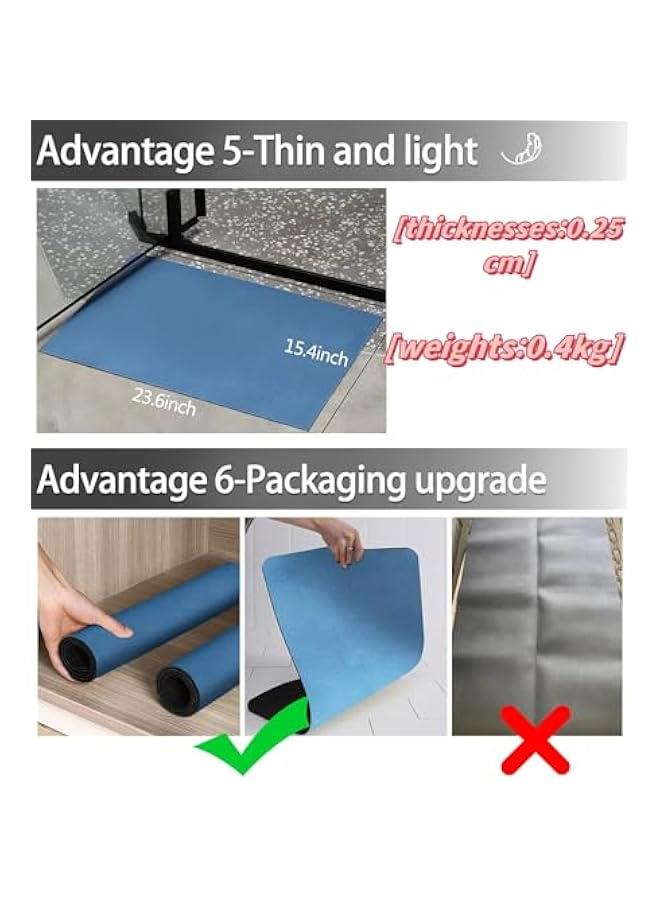 HOOKOR Thin Diatomaceous Earth Bath Mat,Non Slip Quick Dry Mats for Bathroom,Super Absorbency Bathtub Mats-Washable Shower Mat Bathroom Floor Mat 16x24 (Blue) - Image 5
