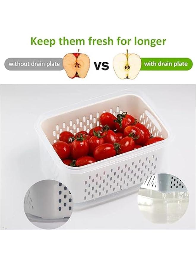 ميكسد حاويات تخزين الفاكهة للثلاجة من هوكور - حاويات فاكهة للثلاجة مع مصفاة قابلة للازالة - حاوية تخزين طعام محكمة الغلق تحافظ على الخضروات والتوت طازجة لفترة اطول، 4 قطع - Image 2