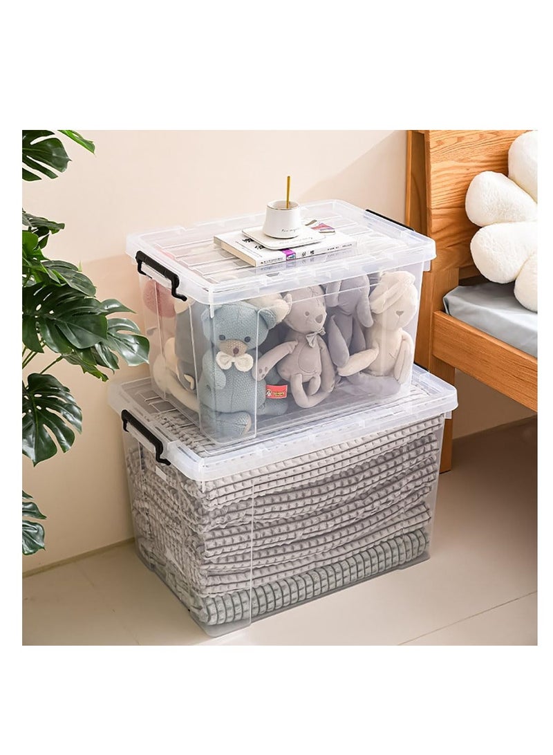 2 Pack Clear Plastic Storage Box, Storage Bins Organizer with Lids, Large Capacity Stackable Transparent Storage Container, Storing Clothes, Shoes, Toys, Books, DVDs, CDs (Transparent, 100#)  - Image 1