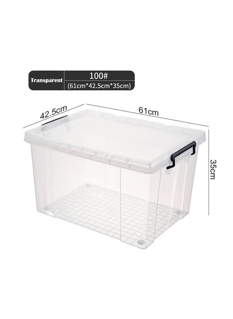 2 Pack Clear Plastic Storage Box, Storage Bins Organizer with Lids, Large Capacity Stackable Transparent Storage Container, Storing Clothes, Shoes, Toys, Books, DVDs, CDs (Transparent, 100#)  - Image 2