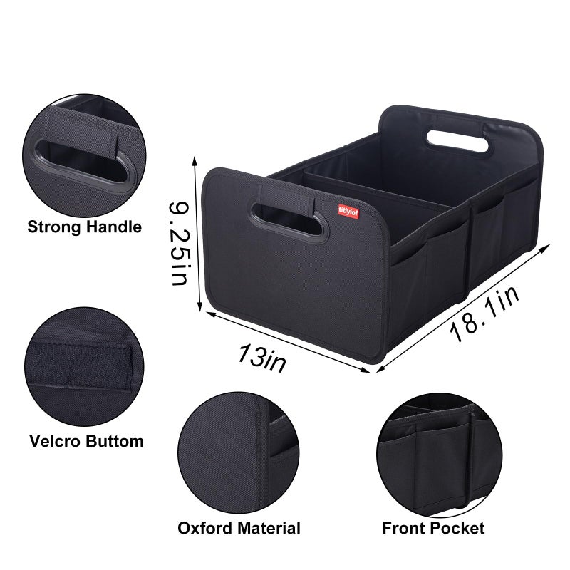 titiyiof Trunk Organizer For Suv & Sedan,Car Organizers and Storage, Waterproof Collapsible & Adjustable Straps,35L Sturdy Car Organization for Car Accessories, Tools,Sundries,2 Compartmentï¼ˆBlackï¼‰ - Image 2