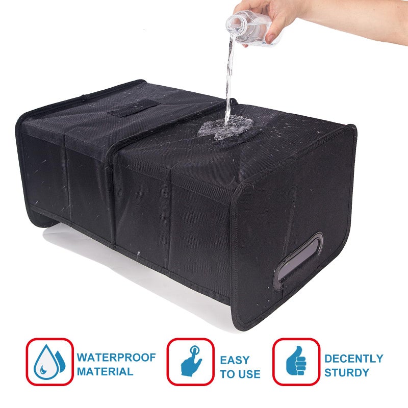 titiyiof Trunk Organizer For Suv & Sedan,Car Organizers and Storage, Waterproof Collapsible & Adjustable Straps,35L Sturdy Car Organization for Car Accessories, Tools,Sundries,2 Compartmentï¼ˆBlackï¼‰ - Image 4