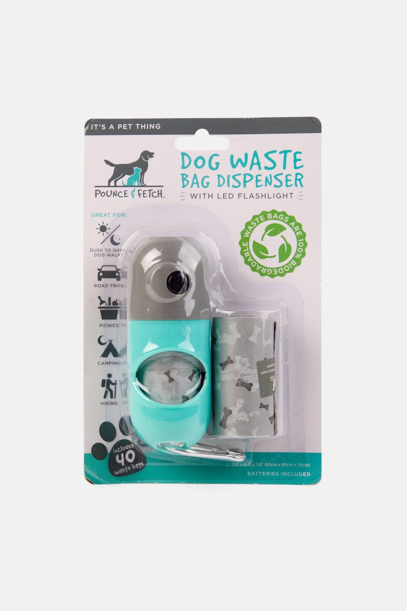 Pounce + Fetch Dog Waste Bag Dispenser With Flash Light, Grey - Image 1