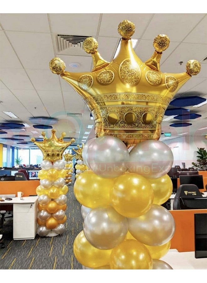 Propsicle Birthday Crown Golden Foil Balloon Pack of 3 Prince Theme 36" Inch Birthday Party Decoration - Image 5