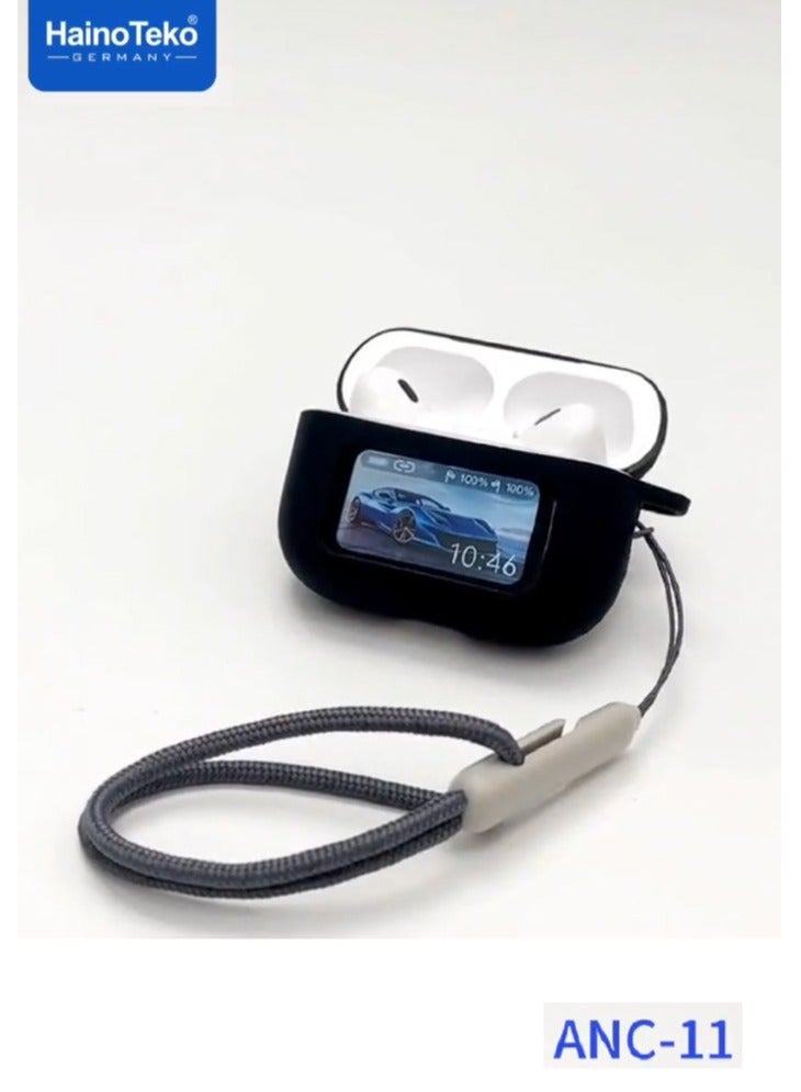 هينو تيكو سماعات بلوتوث Haino Teko ANC11 مع شاشة رقمية وإلغاء الضوضاء النشط وميكروفون فائق الوضوح وباس عميق متوافق مع أجهزة iPhone وiPad - Image 3