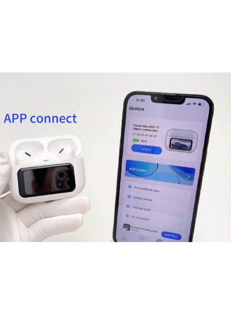 هينو تيكو سماعات بلوتوث Haino Teko ANC11 مع شاشة رقمية وإلغاء الضوضاء النشط وميكروفون فائق الوضوح وباس عميق متوافق مع أجهزة iPhone وiPad - Image 5
