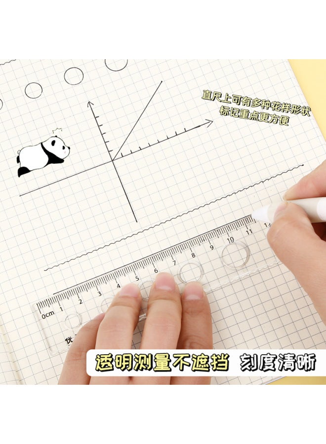Creative Cartoon Panda Ruler Set Primary School Student 20cm Ruler Cute School Supplies Four-piece Set Ruler Stationery - Image 4