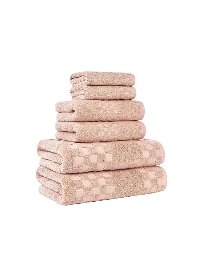 The Bros Bath Towels Soft Cotton 6 Piece,100% Cotton Anti Odor Family Towels, Highly Absorbent Quick-Drying Lightweight Spa Towel for Bathroom 2 Bath Towel 2 Washcloth 2 Hand Towel Brown - Image 2