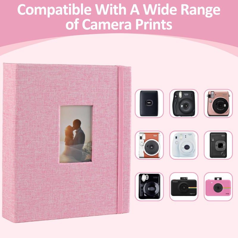 vivinin 2PCS Polaroid Photo Album, 2x3 Inch Pockets Mini Photo Album for 104 Pockets Hold 208 Pictures, Linen Hardcover Polaroid Album Book for Photos, Family Anniversaries, Baby Vacations (Pink) - Image 4