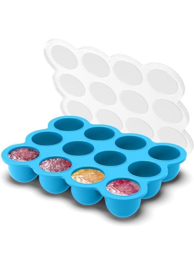 Samuelworld حاوية تخزين طعام الأطفال من سامويل وورلد، صينية تجميد بـ 12 حصة مع غطاء، 12x2.5 أونصة خالية من BPA، معتمدة من FDA، سيليكون، مثالية لطعام الأطفال المنزلي، هريس الخضار والفواكه وحليب الثدي - Image 1