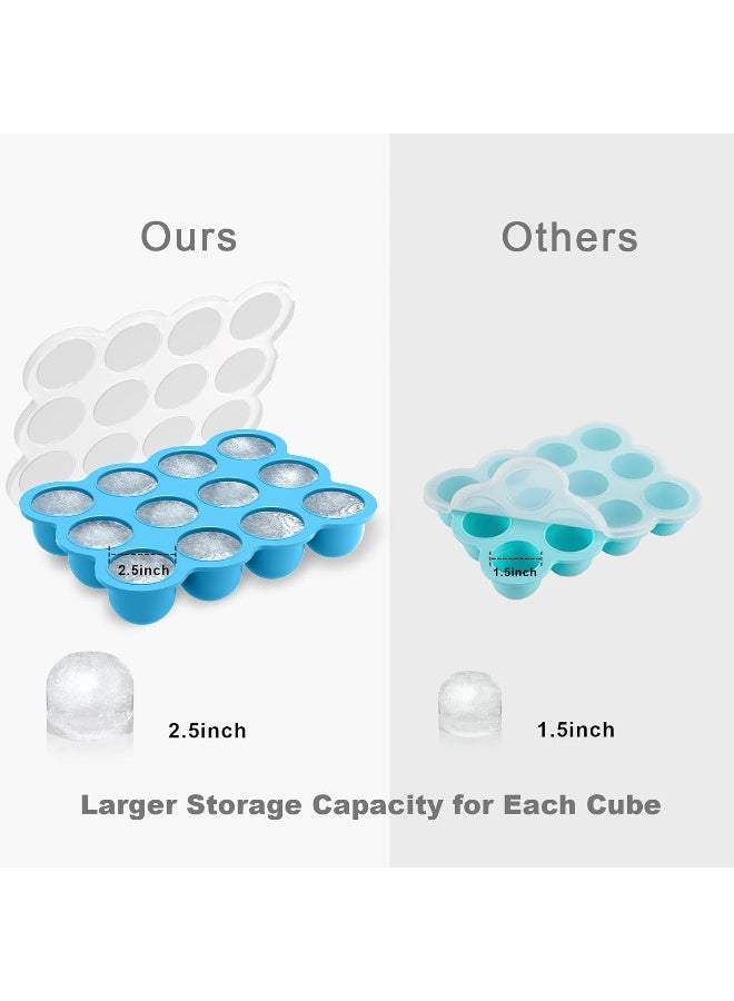 Samuelworld حاوية تخزين طعام الأطفال من سامويل وورلد، صينية تجميد بـ 12 حصة مع غطاء، 12x2.5 أونصة خالية من BPA، معتمدة من FDA، سيليكون، مثالية لطعام الأطفال المنزلي، هريس الخضار والفواكه وحليب الثدي - Image 3