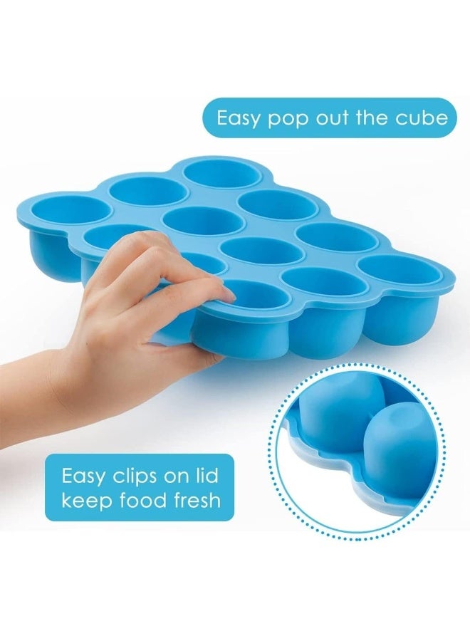 Samuelworld حاوية تخزين طعام الأطفال من سامويل وورلد، صينية تجميد بـ 12 حصة مع غطاء، 12x2.5 أونصة خالية من BPA، معتمدة من FDA، سيليكون، مثالية لطعام الأطفال المنزلي، هريس الخضار والفواكه وحليب الثدي - Image 5