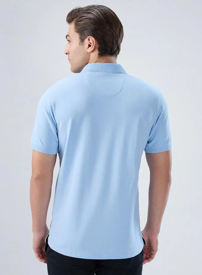 Park Avenue Blue Men Blue Slim Fit Solid Polo T-Shirt for Men | Best Price UAE