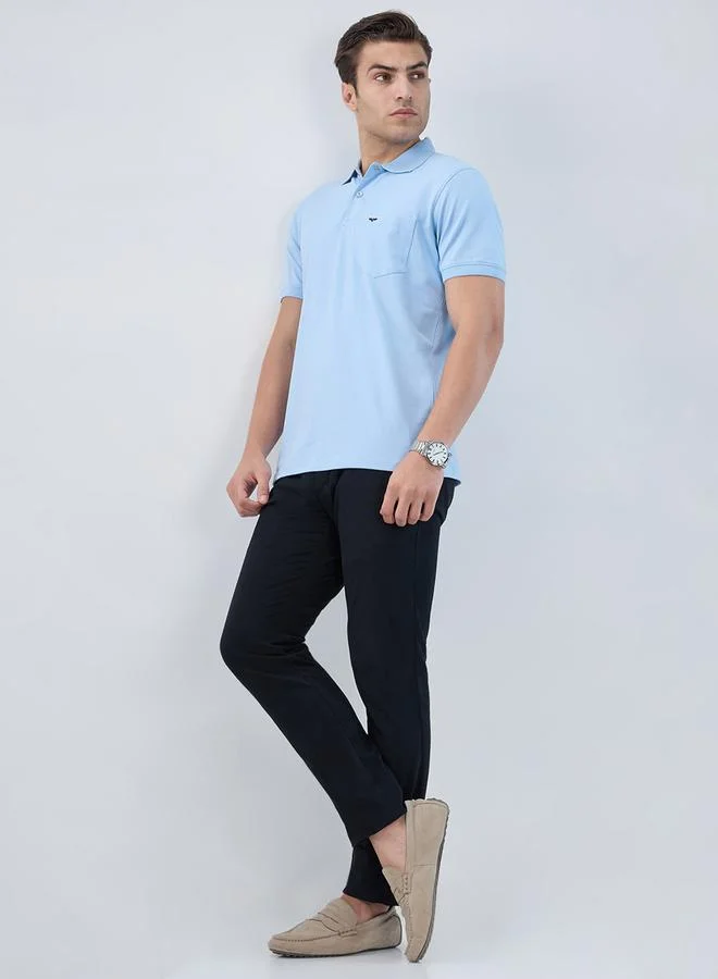 Park Avenue Blue Men Blue Slim Fit Solid Polo T-Shirt for Men | Best Price UAE
