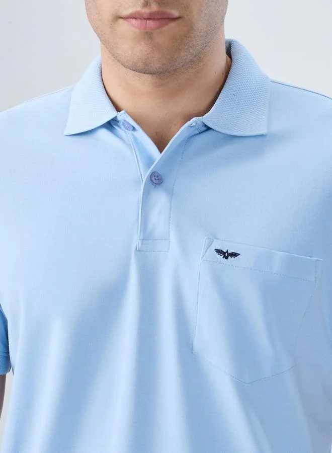 Park Avenue Blue Men Blue Slim Fit Solid Polo T-Shirt for Men | Best Price UAE