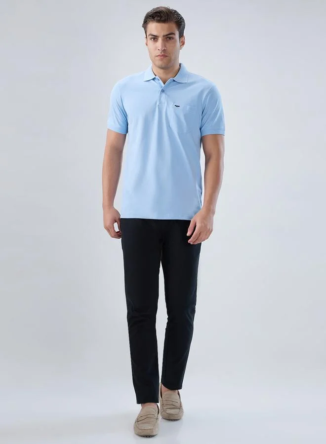 Park Avenue Blue Men Blue Slim Fit Solid Polo T-Shirt for Men | Best Price UAE