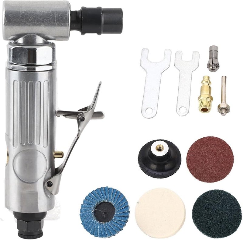 مطحنة الهواء الزاوية اليمنى 0.3 حصان 14 18 ظرف معدني عدة تلميع مع مفاتيح ووسادة - Image 2