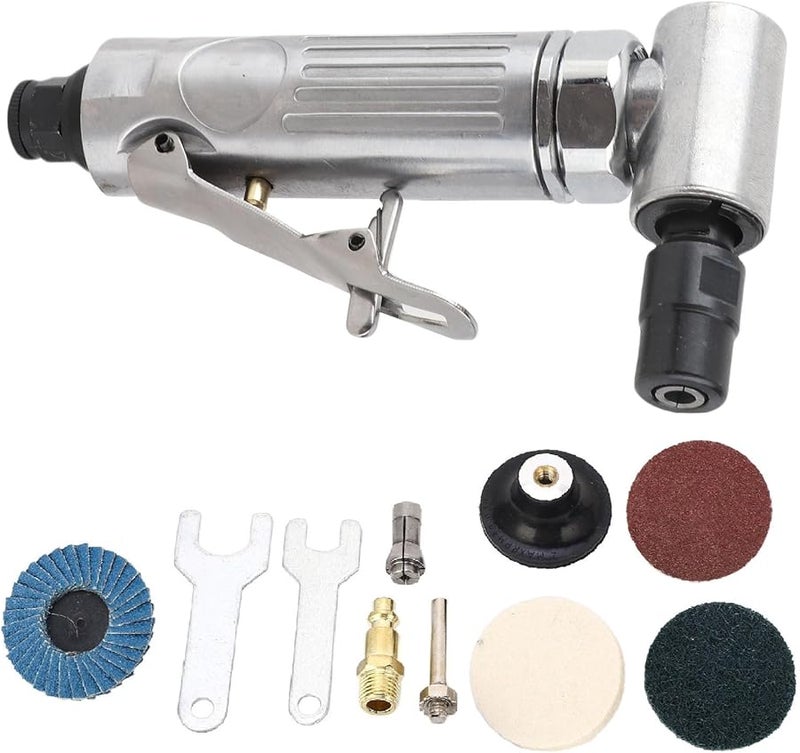 مطحنة الهواء الزاوية اليمنى 0.3 حصان 14 18 ظرف معدني عدة تلميع مع مفاتيح ووسادة - Image 4