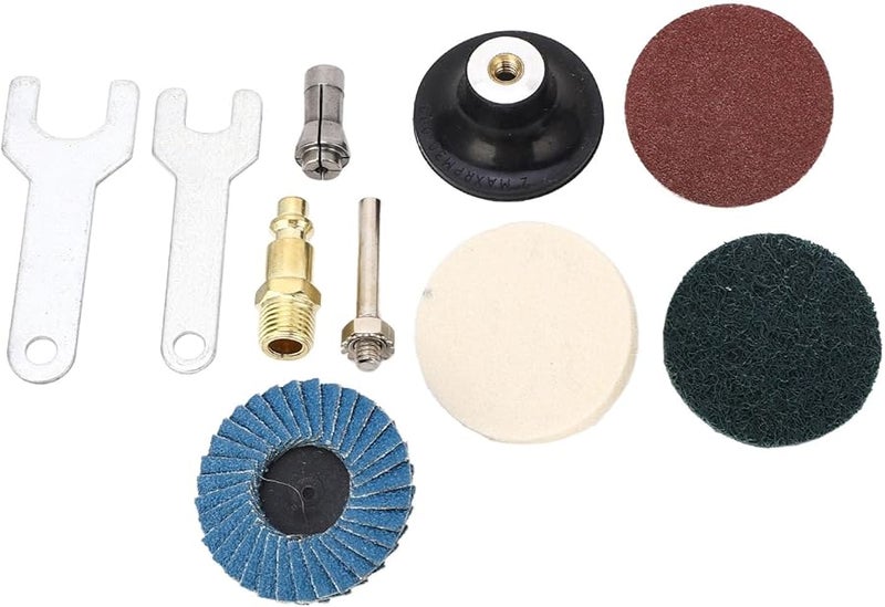 مطحنة الهواء الزاوية اليمنى 0.3 حصان 14 18 ظرف معدني عدة تلميع مع مفاتيح ووسادة - Image 5