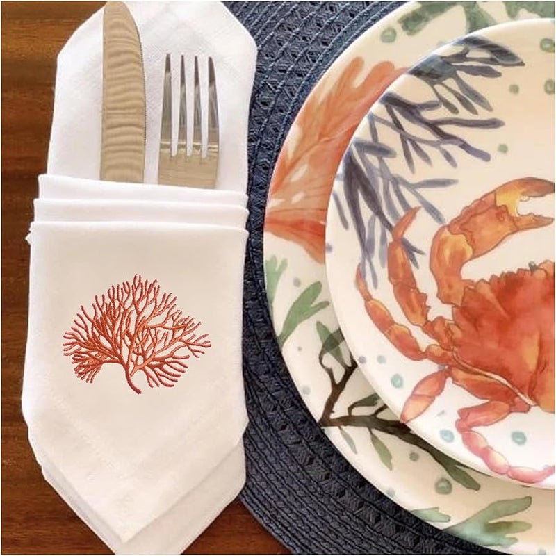 Multicolor Embroidered Linen Napkins 4pc Set Hemstitch Placemat Table Decoration - Image 3