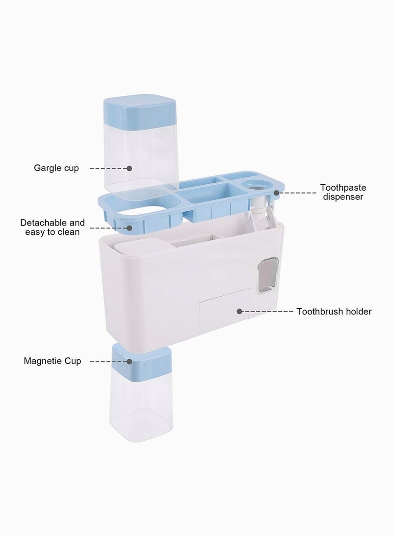 Wall Mounted Toothbrush Holder for Bathroom, SYOSI Shower Electric Holderkids, Automatic Toothpaste Dispenser (Blue) - Image 4