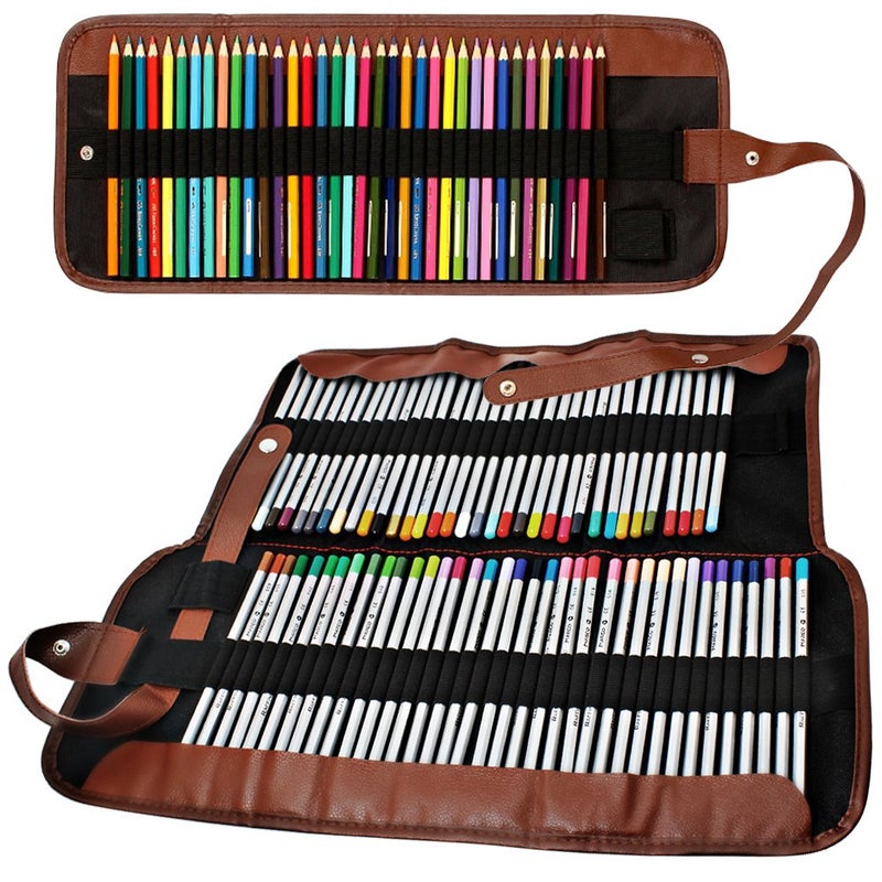 2 Pack Colored Pencils Roll SENHAI 48 Slot 72 Slot Canvas Pencil Organizer BagWrap Rollable Pouch for Office Travel