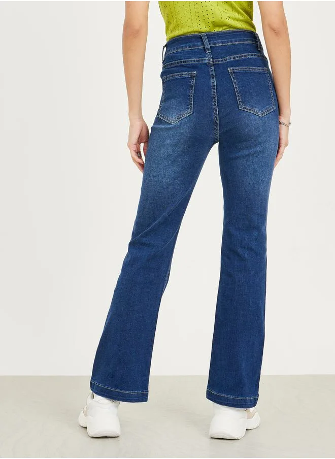ستايلي Fit & Flare Pintuck Ankle Length Jeans