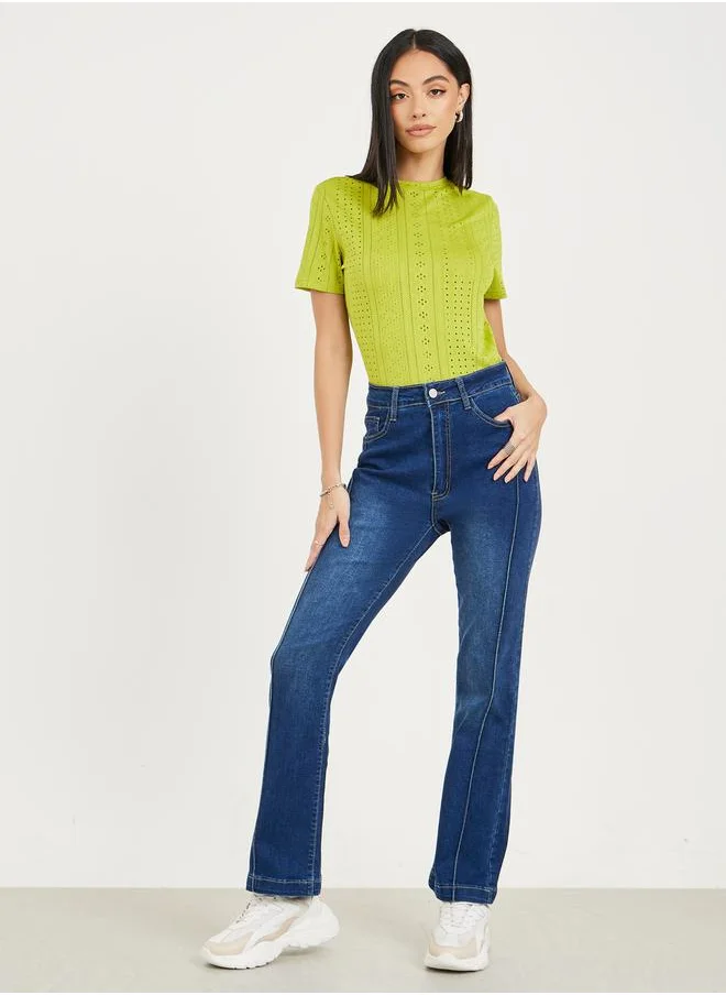 ستايلي Fit & Flare Pintuck Ankle Length Jeans