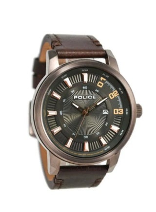 Men Sunset Brown Leather Strap Analog Watch for Men, 50mm