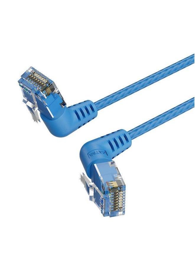 Generic Weixun IBO Series Super Six Non-Shielded Network Jumper Double Elbow Rotatable Slim Wire Black 0.5-20-Color:Blue-Line Length:2m  - Image 1
