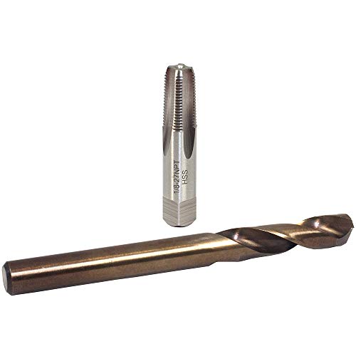 مجموعة حفر وتخريم GlowShift 1827 NPT 18 من الفولاذ الكربوني مقاس R مثقاب فولاذي عالي السرعة لتركيب مجس درجة حرارة غاز العادم EGT على مجمع العادم