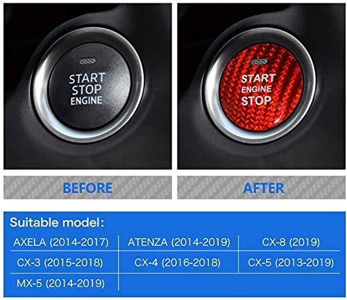 AIRSPEED Carbon Fiber Car Engine Start Button Cover Sticker Interior Trim for Mazda 3 6 Axela Atenza CX-3 CX-4 CX-5 CX-8 MX-5 Accessories (Red) - Image 3