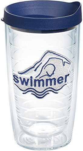 Tervis Swim For It Tumbler with Emblem and Navy Lid 16oz, Clear - Image 1