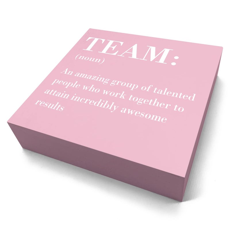 HTBIG Inspirational Team Noun Office Decor Desk Decor Wooden Box Sign Rustic Pink Wood Block Plaque Box Sign for Home Office Desk Shelf Table Decoration Coworker Gift Team Definition Teamwork Sign - Image 2