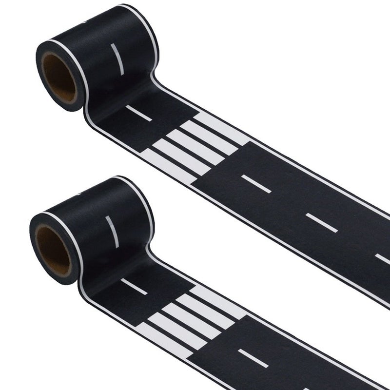RECER Black Track TapeToy Car Tape Track for KidsRace Cars Decorations for Kids Birthday Party 2 Rolls 24 x 33 - Image 2