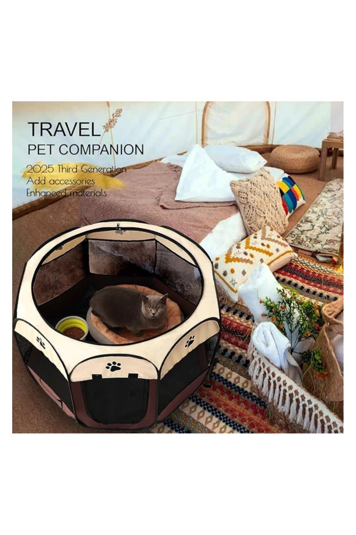 TNGames Hurricane Fortress Pro - Octagonal Foldable Pet Tent | 600D Waterproof & Bite-Proof Oxford Fabric + Dual-Door Design | Mosquito/Water/Scratch Resistant | Indoor & Outdoor Use - Image 3