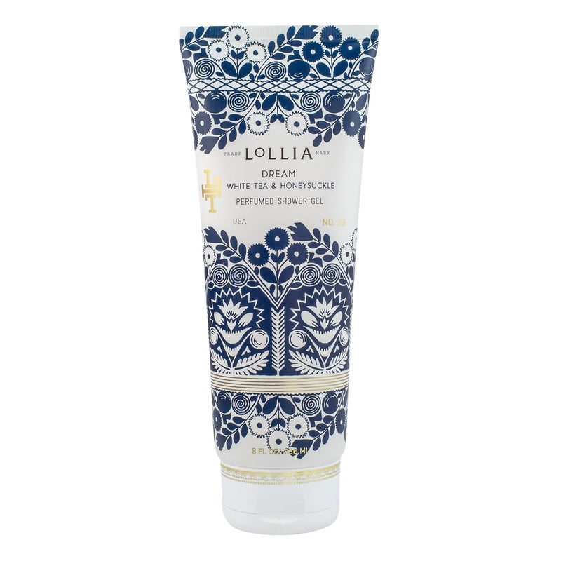 LOLLIA Dream Shower Gel 8 fl oz  White Tea  Honeysuckle  Scented Shower Gel Body Wash Shea Butter Body Wash Bath Wash for Women Beautiful Shower Gel Moisturizing Body Wash