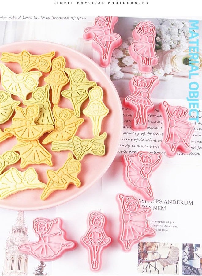 MayeBridge Ballet Cookie Cutters,Dance Cookie Stamps Set 6pcs,Cartoon Girls Biscuit Mould,Kitchen Tools Plastic Cookie Press (Ballet) - Image 3