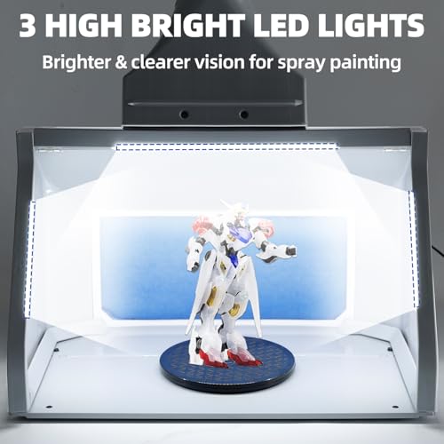 OPHIR Airbrush Spray Booth, Double Fans Paint Spray Booth with 3 Led Lights, Mini Photo Booth with White Photography Paper, 10xColoring Clips, 30xSpeed Shape Vinyl Car for Hobby, Model, Craft Painting - Image 5