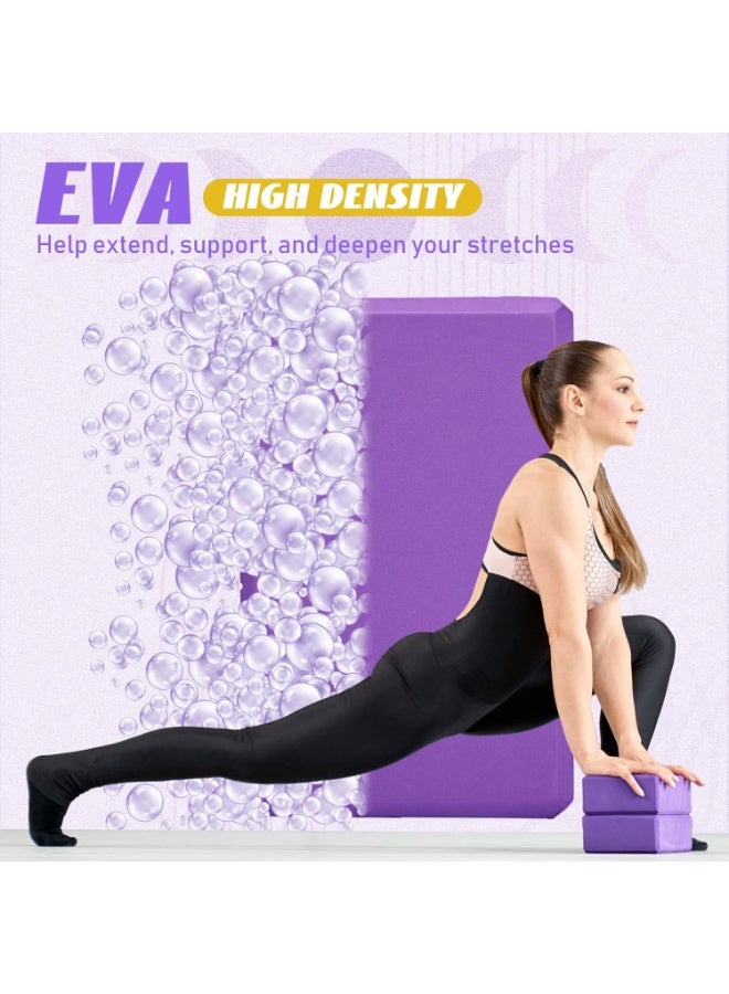 Relex 2 Pcs Yoga Blocks, 9"x6"x3" Foam Blocks Yoga Props for Pilates Stretching and Meditation Exercise Blocks Lightweight Yoga Essentials - Image 2