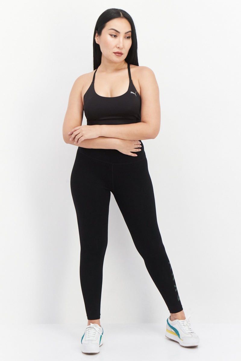PUMA Women Brand Logo Strappy Padded Sports Bra, Black - Image 3