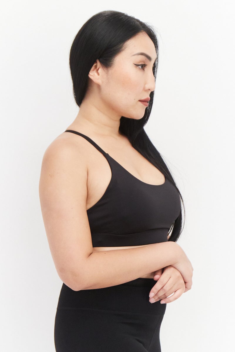 PUMA Women Brand Logo Strappy Padded Sports Bra, Black - Image 4