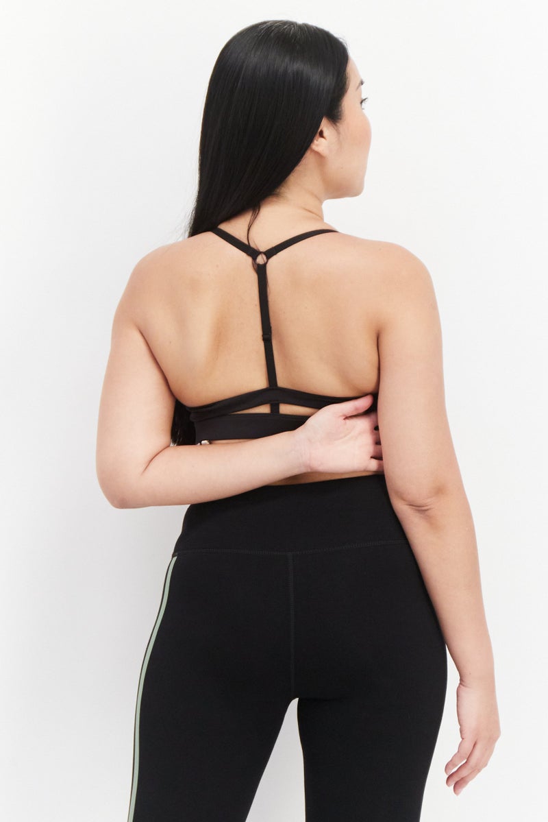 PUMA Women Brand Logo Strappy Padded Sports Bra, Black - Image 2